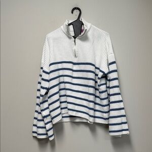 Edikted Blue & White Striped Knit Sweater